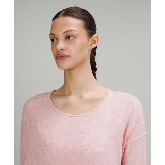 Lululemon Open Back Relaxed Back Into It Long Sleeve Shirt Heather Pink Size 6 - Picture 4 of 8